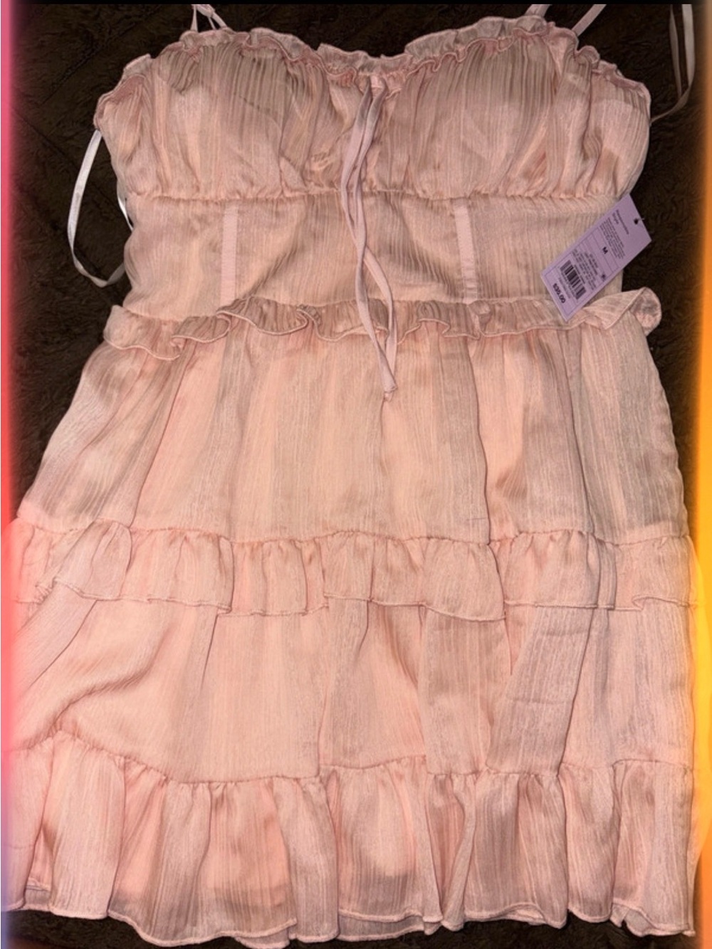 wild fable Light Pink Ruffle Tiered Sundress with Tie Straps